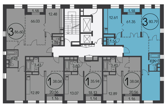 3-комнатная квартира в ЖК Скандинавия на 6 этаже в 3 секции. Сдача в 4 кв. 2024 г.