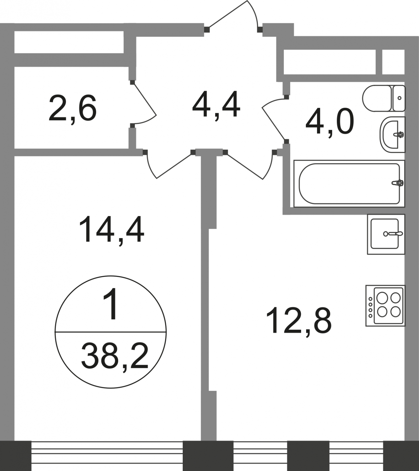 1-комнатная квартира в ЖК Город-парк Первый Московский на 22 этаже в 2 секции. Сдача в 2 кв. 2025 г.