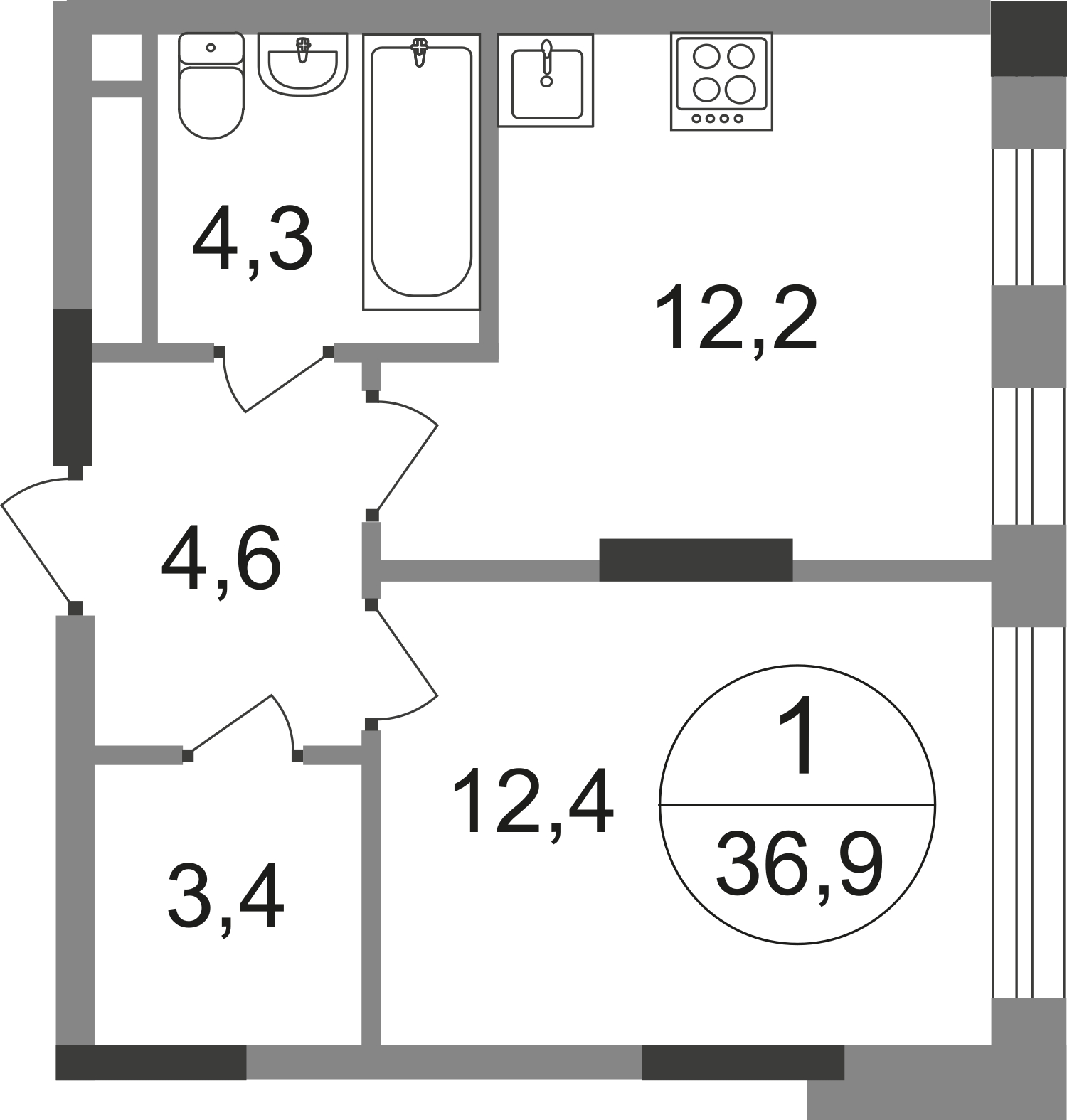 2-комнатная квартира в ЖК Город-парк Первый Московский на 18 этаже в 2 секции. Сдача в 2 кв. 2025 г.