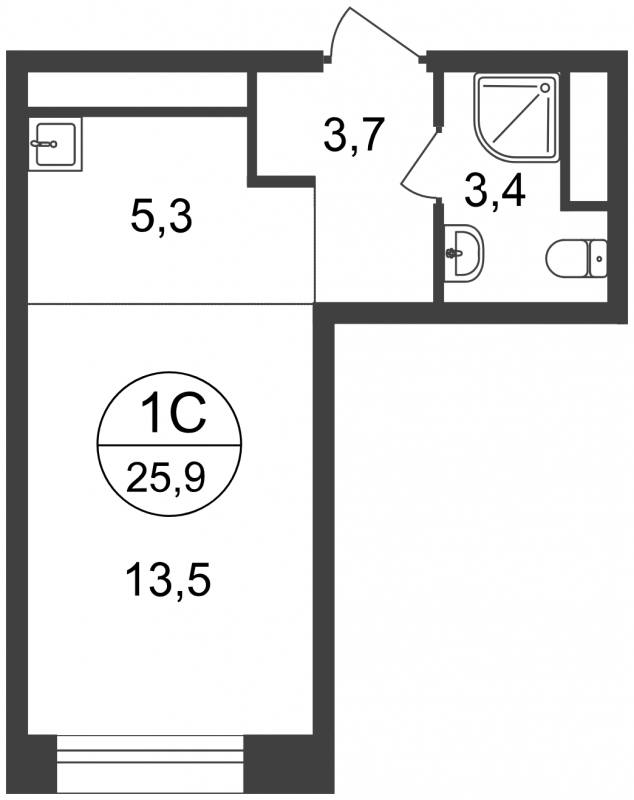 1-комнатная квартира в ЖК Эко Бунино на 9 этаже в 10 секции. Сдача в 4 кв. 2025 г.