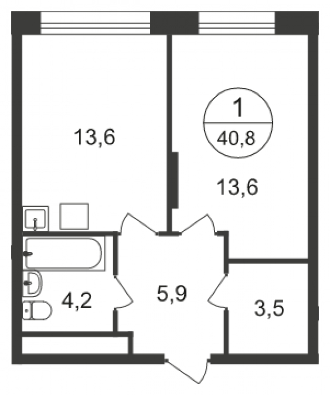 2-комнатная квартира в ЖК Эко Бунино на 9 этаже в 5 секции. Сдача в 1 кв. 2025 г.