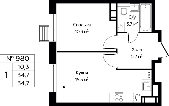 2-комнатная квартира в ЖК Скандинавия на 8 этаже в 4 секции. Сдача в 4 кв. 2024 г.