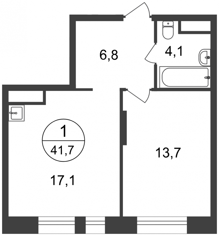 1-комнатная квартира в ЖК Время на 4 этаже в 2 секции. Сдача в 1 кв. 2019 г.