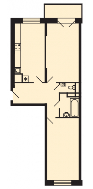 2-комнатная квартира в ЖК Эко Бунино на 14 этаже в 3 секции. Сдача в 1 кв. 2025 г.