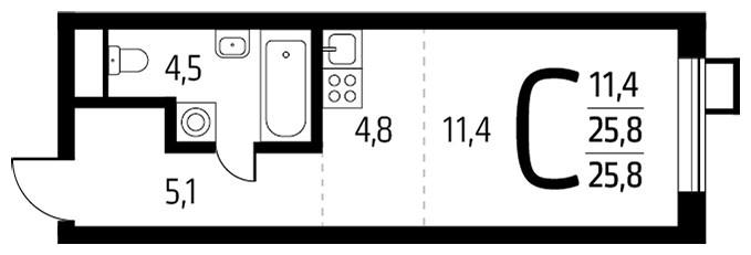 1-комнатная квартира с отделкой в ЖК Квартал Тетрис на 13 этаже в 1 секции. Сдача в 2 кв. 2025 г.