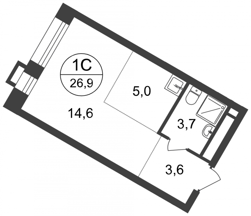 1-комнатная квартира в ЖК Время на 17 этаже в 1 секции. Сдача в 1 кв. 2019 г.