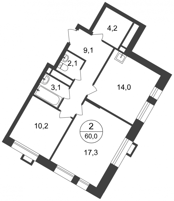 3-комнатная квартира в ЖК Время на 15 этаже в 1 секции. Сдача в 1 кв. 2019 г.