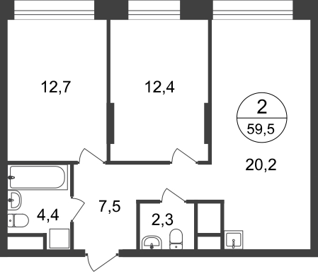 1-комнатная квартира в ЖК Эко Бунино на 14 этаже в 7 секции. Сдача в 4 кв. 2025 г.