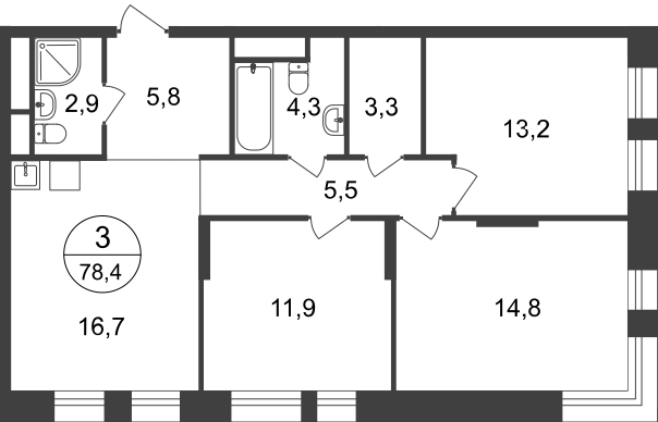 1-комнатная квартира с отделкой в ЖК Эко Бунино на 12 этаже в 1 секции. Сдача в 4 кв. 2025 г.