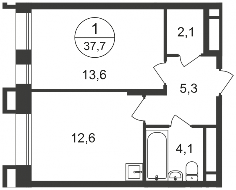 1-комнатная квартира с отделкой в ЖК Эко Бунино на 14 этаже в 4 секции. Сдача в 4 кв. 2025 г.