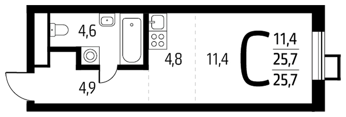 1-комнатная квартира в ЖК VESNA на 8 этаже в 1 секции. Сдача в 4 кв. 2022 г.