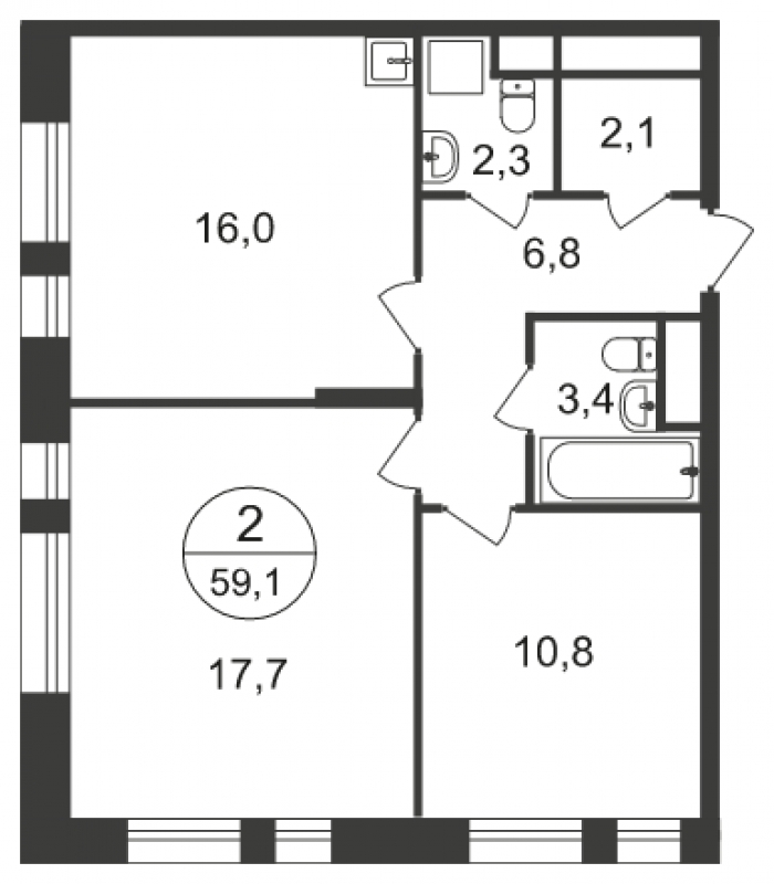 3-комнатная квартира в ЖК Серебряный фонтан на 11 этаже в 3 секции. Сдача в 3 кв. 2023 г.
