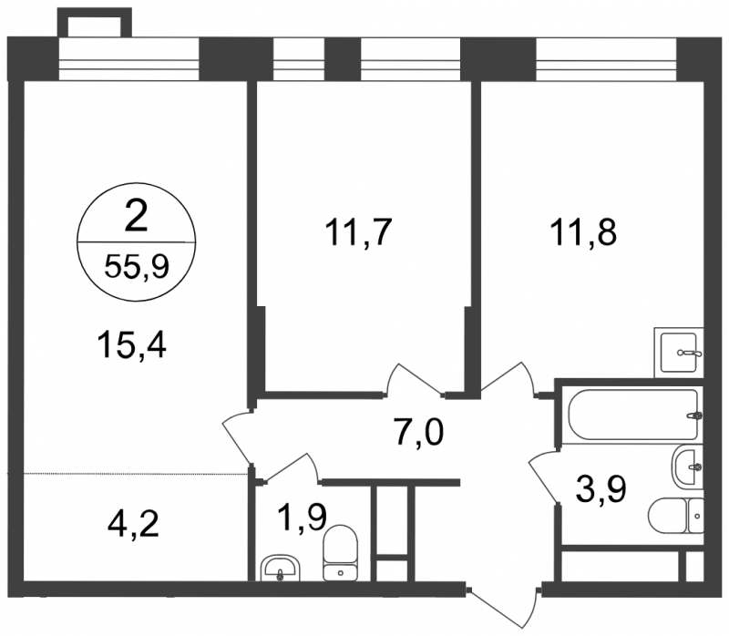 2-комнатная квартира с отделкой в ЖК Сказка на 2 этаже в 2 секции. Дом сдан.