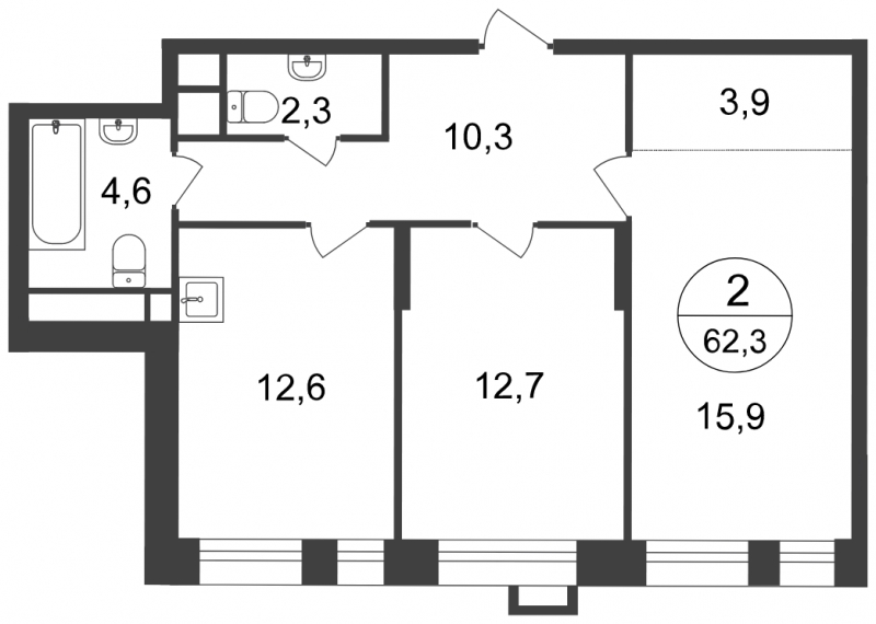 2-комнатная квартира с отделкой в ЖК Город-парк Первый Московский на 6 этаже в 4 секции. Сдача в 2 кв. 2025 г.