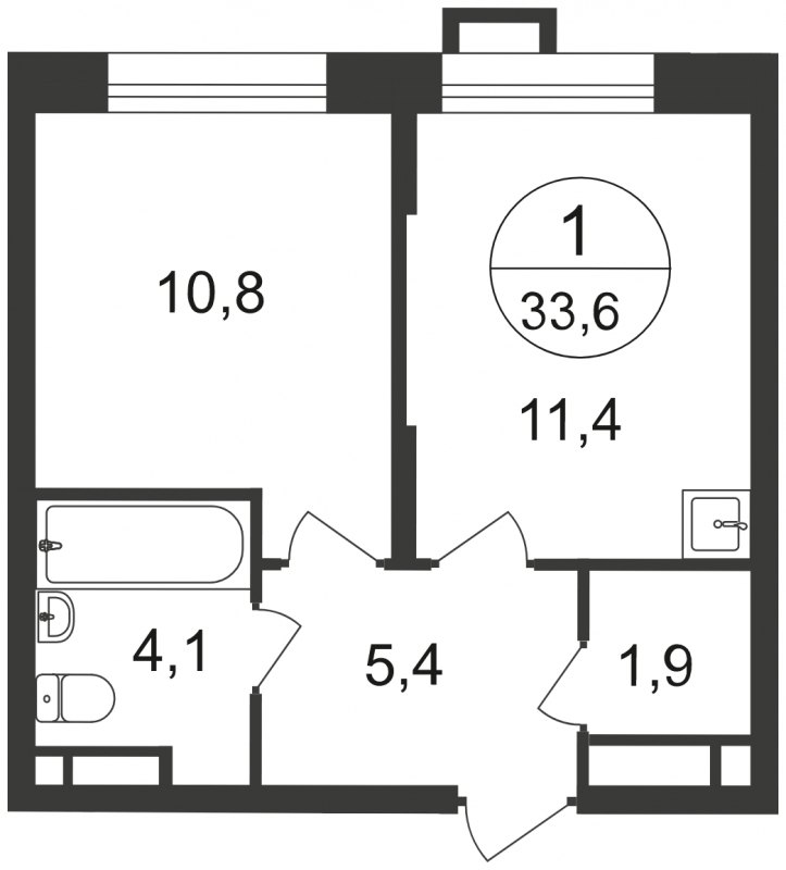 1-комнатная квартира с отделкой в ЖК Мкр. Красногорский на 1 этаже в 1 секции. Сдача в 1 кв. 2023 г.