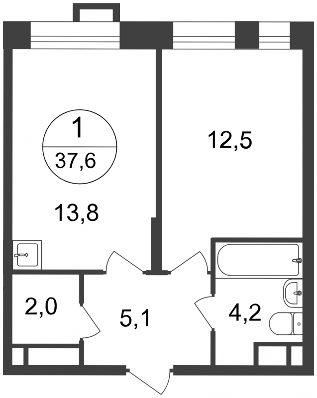 2-комнатная квартира с отделкой в ЖК Мкр. Красногорский на 8 этаже в 7 секции. Сдача в 1 кв. 2023 г.