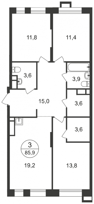2-комнатная квартира в ЖК Эко Бунино на 10 этаже в 6 секции. Сдача в 1 кв. 2025 г.