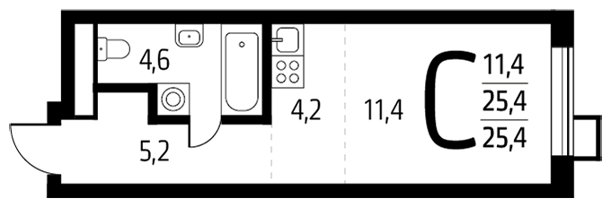 2-комнатная квартира с отделкой в ЖК Квартал Тетрис на 12 этаже в 1 секции. Сдача в 2 кв. 2026 г.