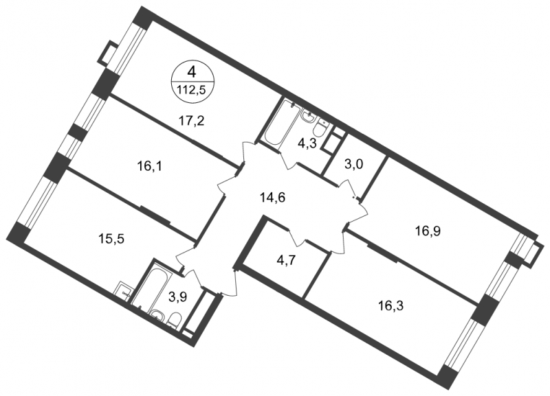 3-комнатная квартира с отделкой в ЖК Город-парк Первый Московский на 20 этаже в 2 секции. Сдача в 3 кв. 2025 г.