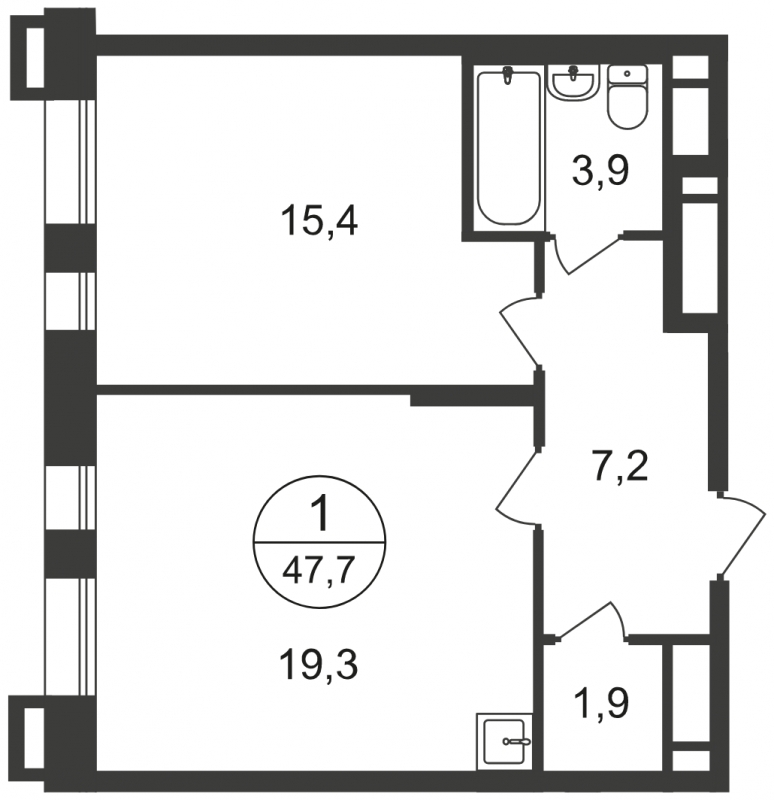 1-комнатная квартира в ЖК UP-квартал Римский на 5 этаже в 20 секции. Сдача в 3 кв. 2023 г.