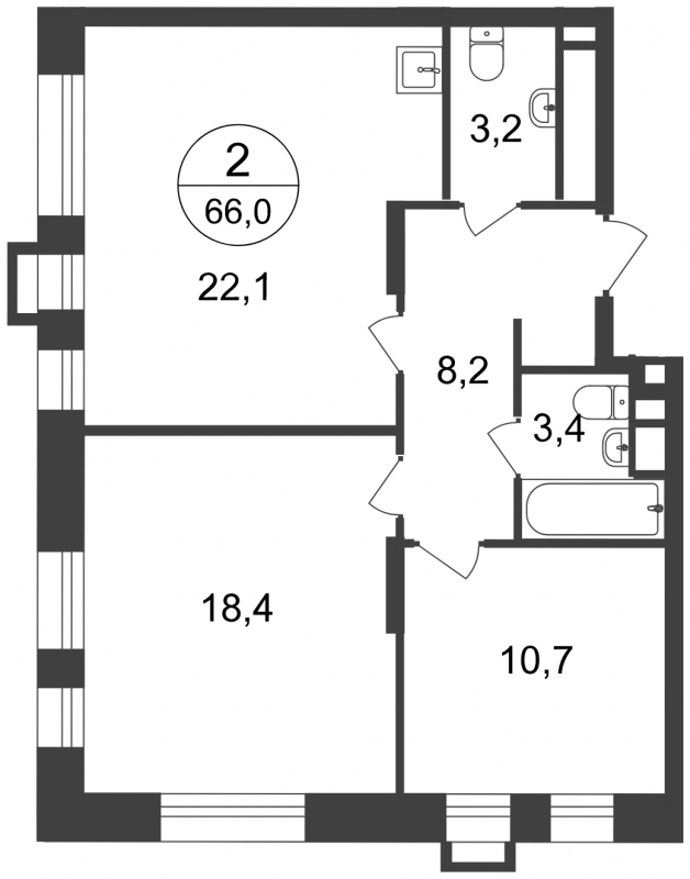 1-комнатная квартира (Студия) в ЖК Город-парк Первый Московский на 17 этаже в 1 секции. Сдача в 2 кв. 2025 г.