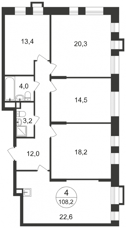 3-комнатная квартира в ЖК Время на 6 этаже в 2 секции. Сдача в 1 кв. 2019 г.