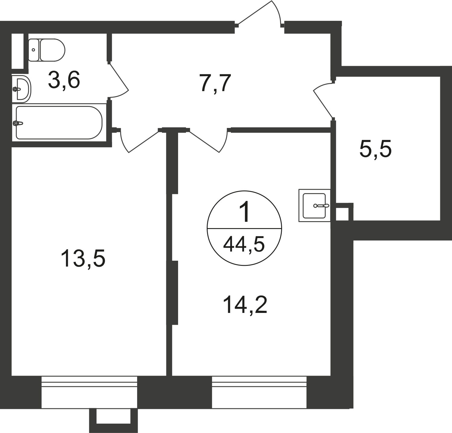 3-комнатная квартира в ЖК Время на 19 этаже в 1 секции. Сдача в 1 кв. 2019 г.