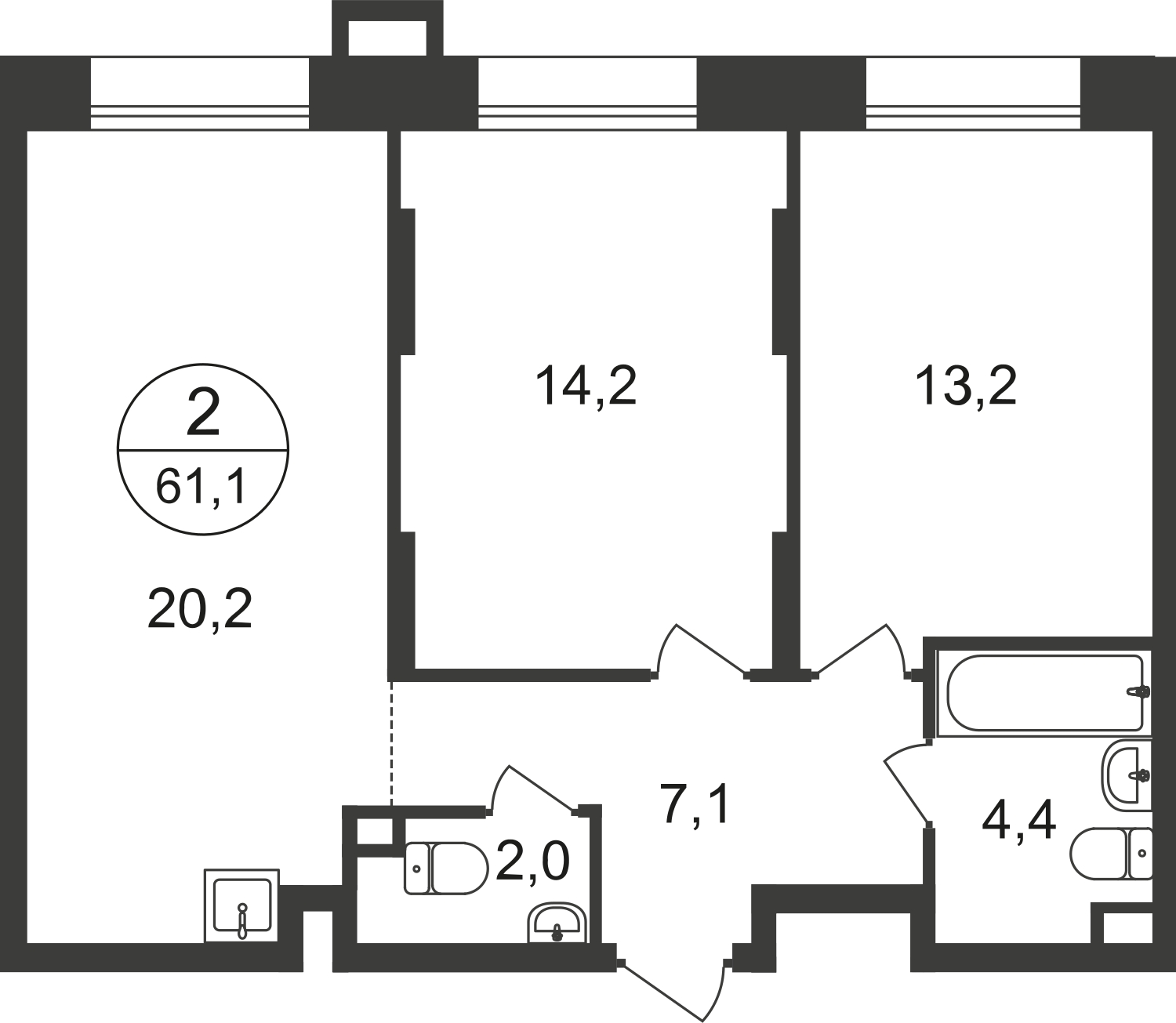 2-комнатная квартира в ЖК Город-парк Первый Московский на 16 этаже в 6 секции. Сдача в 2 кв. 2025 г.