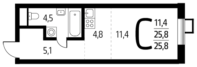 1-комнатная квартира в ЖК Новый Зеленоград на 11 этаже в 1 секции. Сдача в 1 кв. 2023 г.