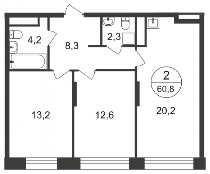 3-комнатная квартира в ЖК Город-парк Первый Московский на 15 этаже в 3 секции. Сдача в 2 кв. 2025 г.