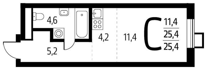 1-комнатная квартира (Студия) с отделкой в ЖК Новые Ватутинки. Центральный на 9 этаже в 1 секции. Сдача в 1 кв. 2024 г.