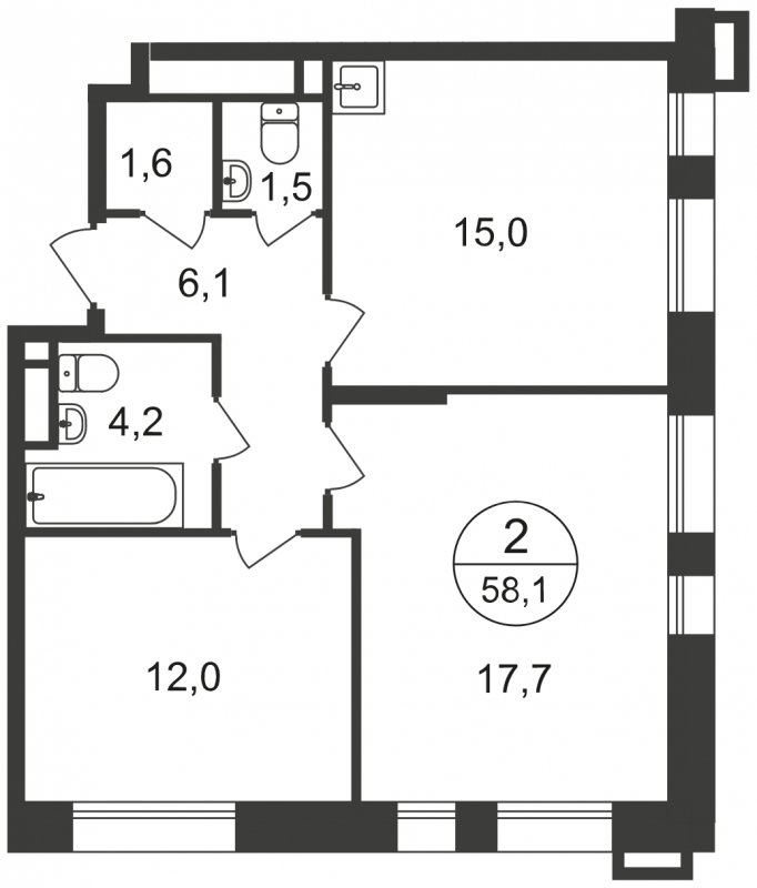 2-комнатная квартира с отделкой в ЖК Город-парк Первый Московский на 15 этаже в 3 секции. Сдача в 2 кв. 2025 г.