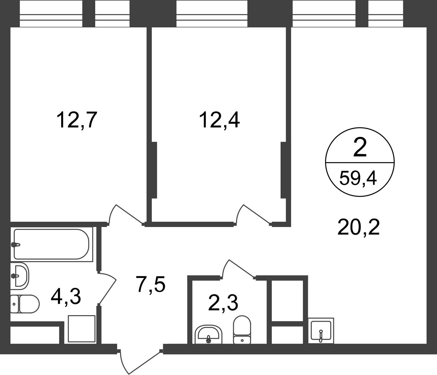 2-комнатная квартира с отделкой в ЖК Город-парк Первый Московский на 16 этаже в 5 секции. Сдача в 2 кв. 2025 г.