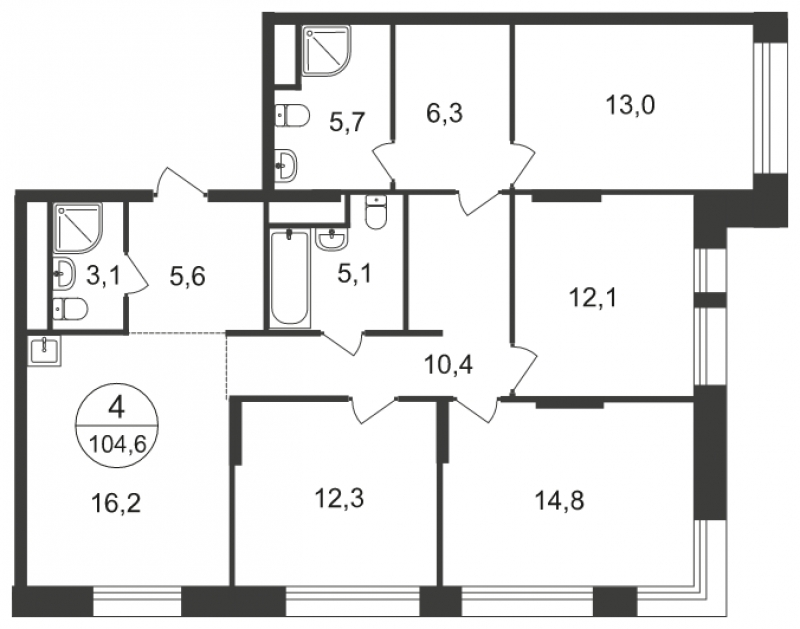 1-комнатная квартира (Студия) с отделкой в ЖК Город-парк Первый Московский на 17 этаже в 4 секции. Сдача в 2 кв. 2025 г.