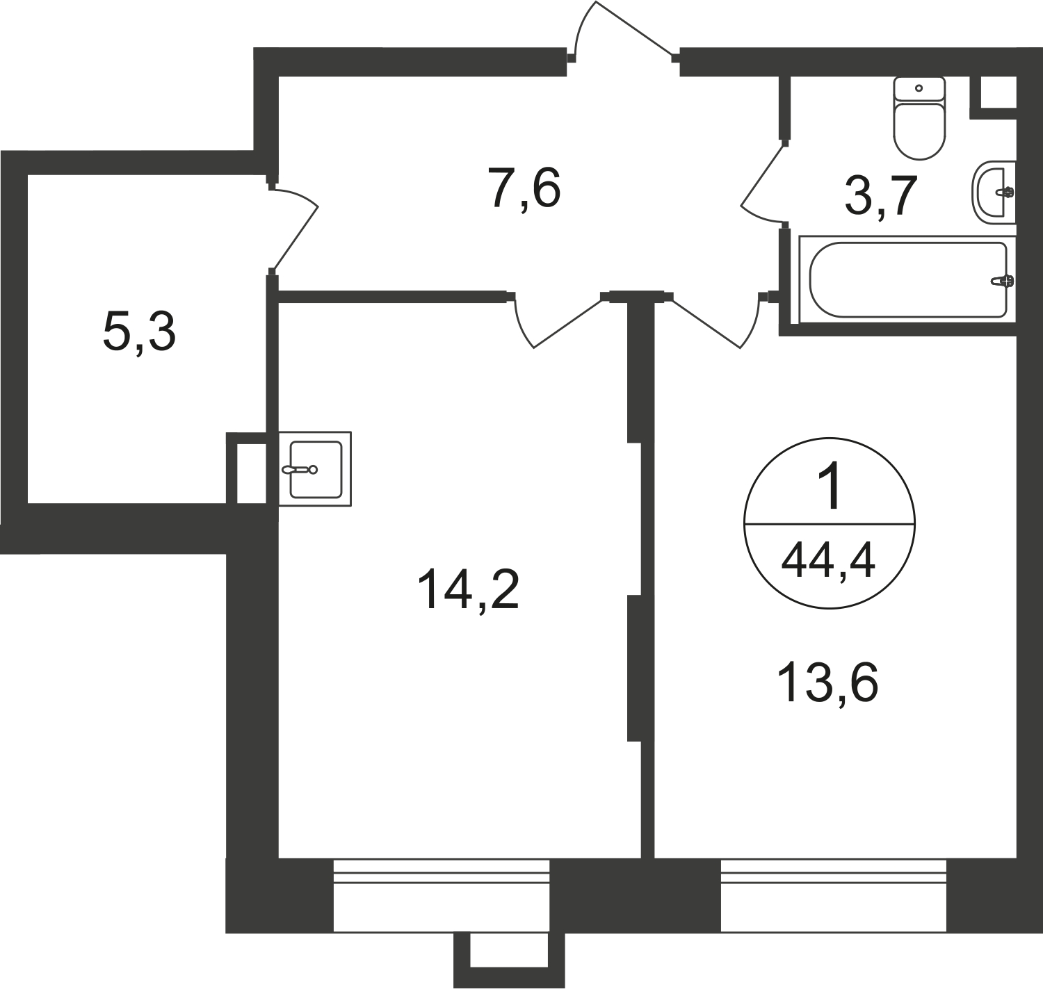 1-комнатная квартира с отделкой в ЖК Город-парк Первый Московский на 2 этаже в 4 секции. Сдача в 2 кв. 2025 г.