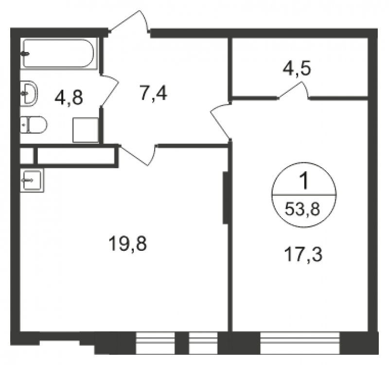 3-комнатная квартира в ЖК Хорошевский на 2 этаже в 1 секции. Дом сдан.