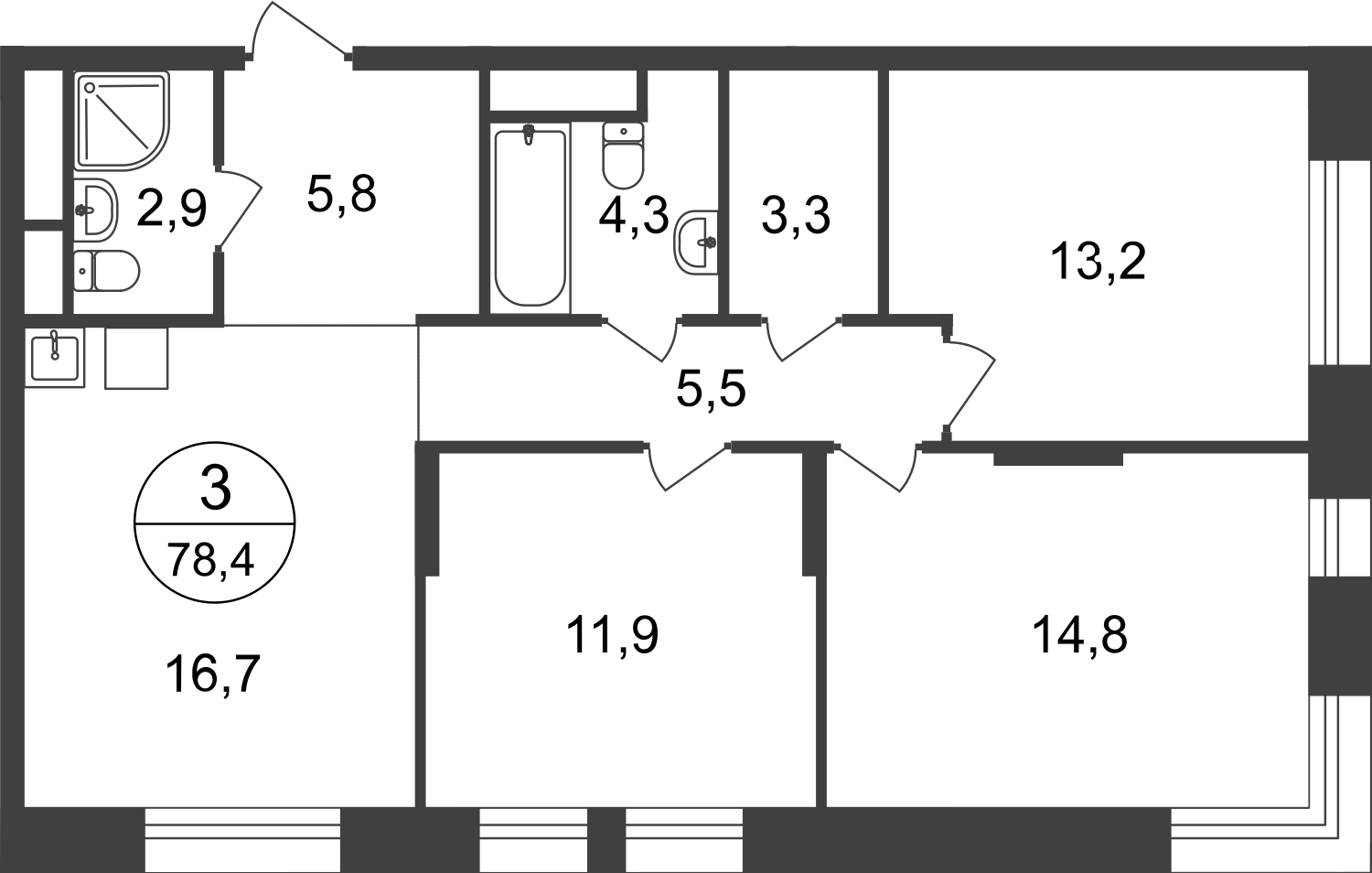 1-комнатная квартира (Студия) с отделкой в ЖК Город-парк Первый Московский на 21 этаже в 1 секции. Сдача в 3 кв. 2025 г.