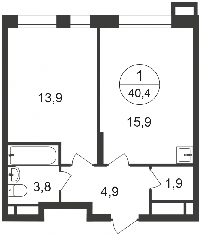 1-комнатная квартира с отделкой в ЖК Квартал Новые Котельники на 8 этаже в 1 секции. Сдача в 2 кв. 2023 г.