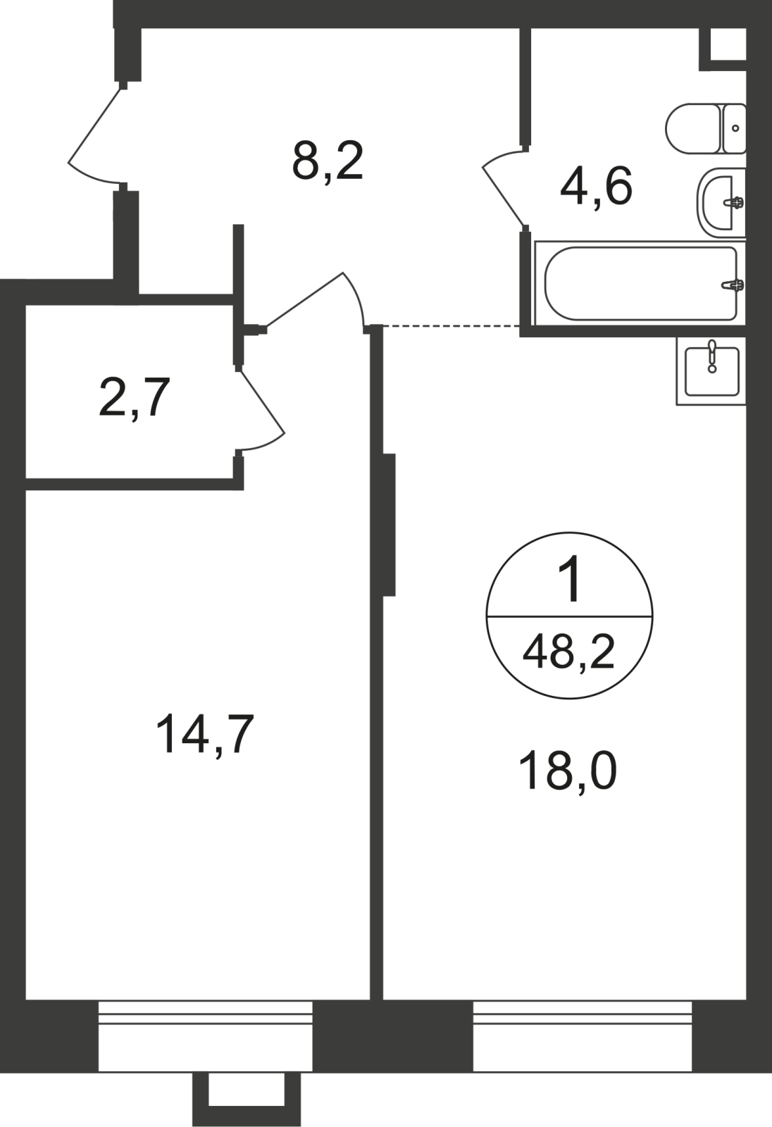 2-комнатная квартира в ЖК Эко Бунино на 12 этаже в 6 секции. Сдача в 1 кв. 2025 г.