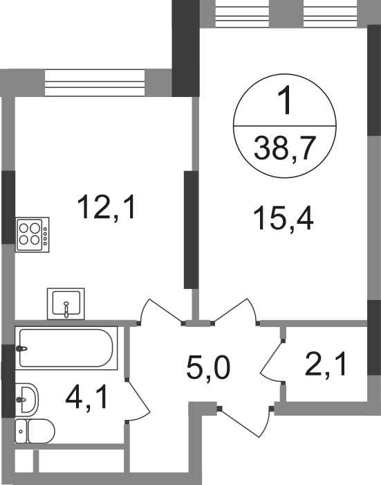 1-комнатная квартира в ЖК город-парк Переделкино Ближнее на 13 этаже в 6 секции. Сдача в 1 кв. 2025 г.