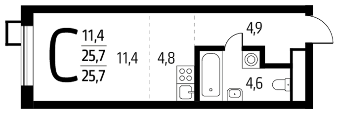 1-комнатная квартира в ЖК VESNA на 3 этаже в 1 секции. Сдача в 4 кв. 2022 г.