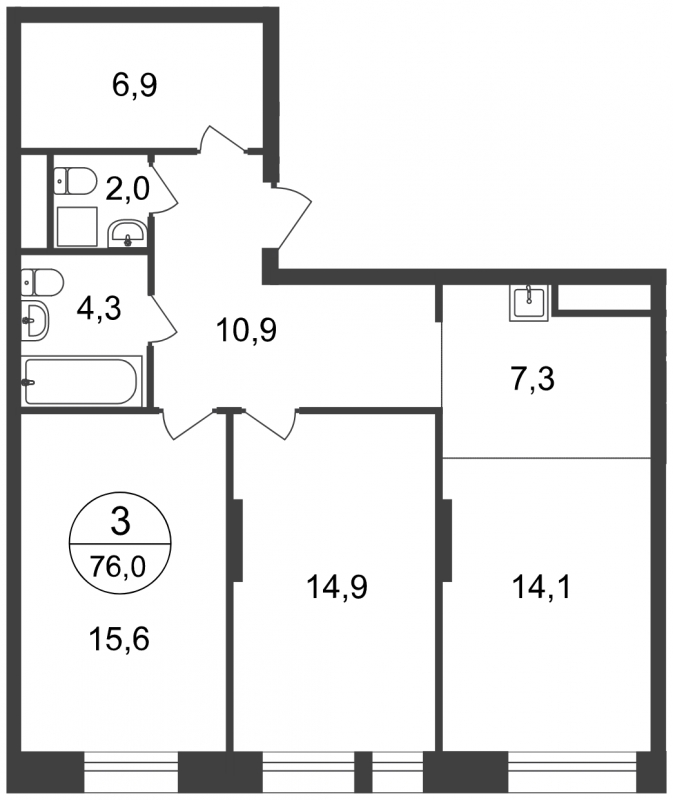 1-комнатная квартира в ЖК Крылатский на 21 этаже в 1 секции. Дом сдан.