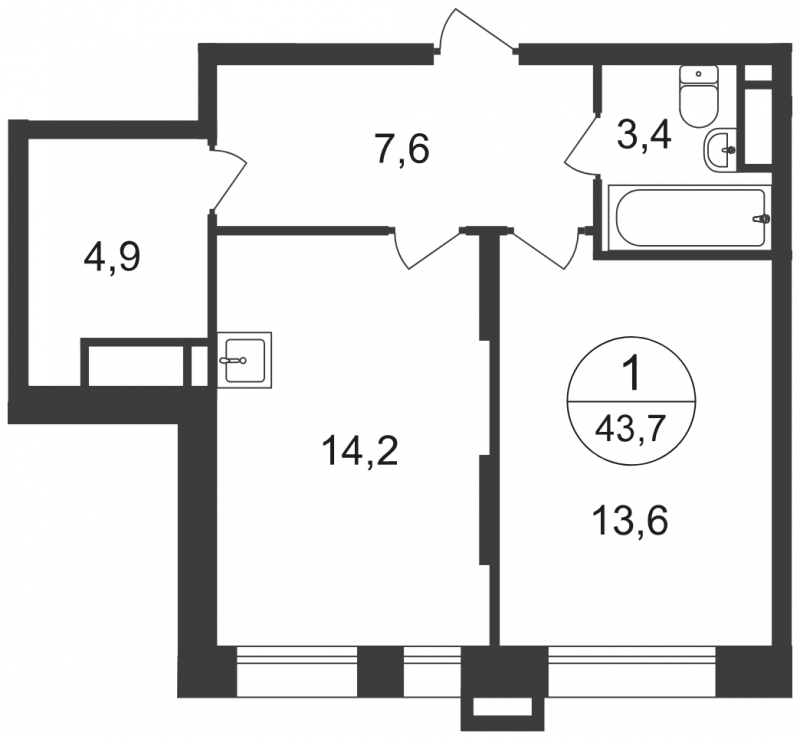 2-комнатная квартира в ЖК Крылатский на 16 этаже в 2 секции. Дом сдан.