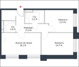 2-комнатная квартира в ЖК город-парк Переделкино Ближнее на 14 этаже в 2 секции. Сдача в 1 кв. 2025 г.