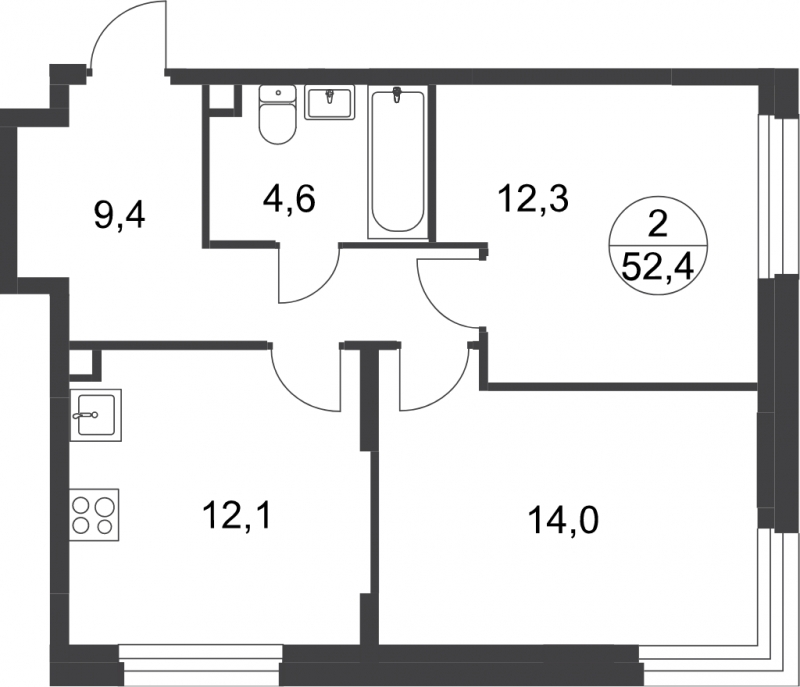1-комнатная квартира в ЖК город-парк Переделкино Ближнее на 9 этаже в 3 секции. Сдача в 1 кв. 2025 г.