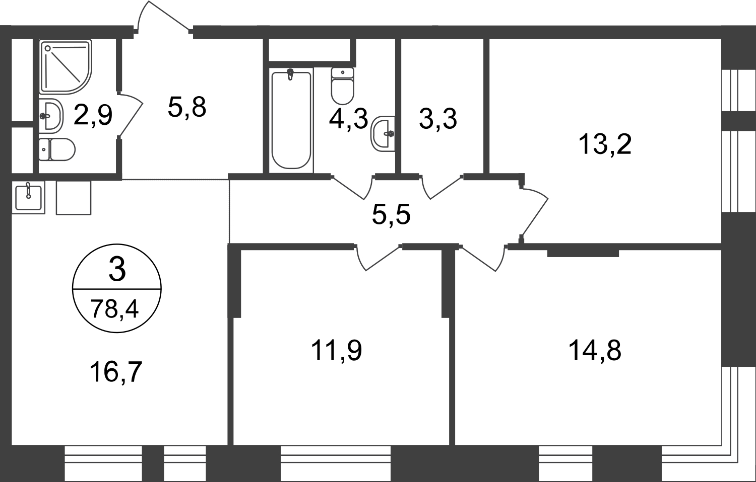 2-комнатная квартира с отделкой в ЖК Мещерский лес на 18 этаже в 1 секции. Сдача в 2 кв. 2023 г.