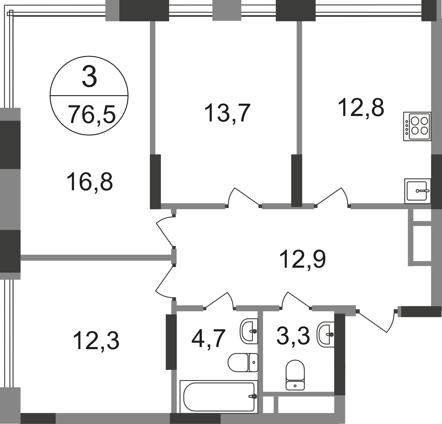 2-комнатная квартира в ЖК город-парк Переделкино Ближнее на 13 этаже в 1 секции. Сдача в 1 кв. 2025 г.