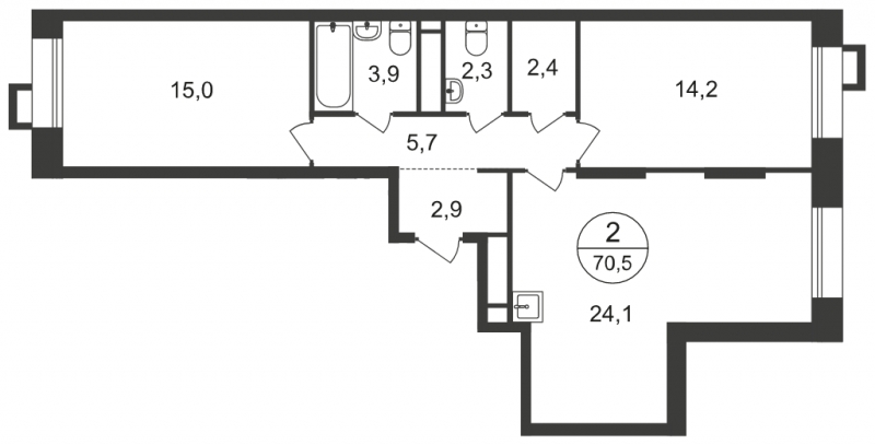 1-комнатная квартира с отделкой в ЖК Мещерский лес на 8 этаже в 1 секции. Сдача в 2 кв. 2023 г.
