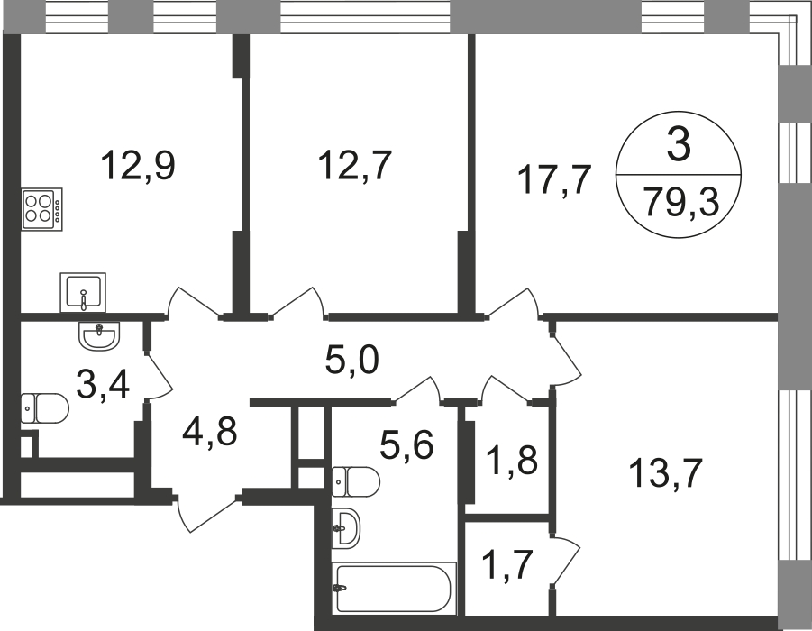 1-комнатная квартира (Студия) с отделкой в ЖК Мещерский лес на 20 этаже в 1 секции. Сдача в 2 кв. 2023 г.