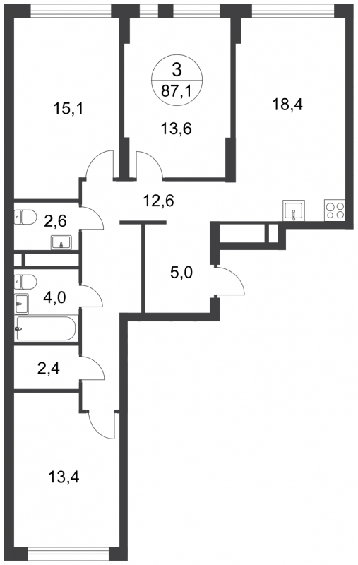 2-комнатная квартира с отделкой в ЖК Мещерский лес на 17 этаже в 1 секции. Сдача в 2 кв. 2023 г.